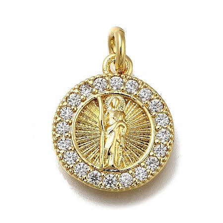 Brass Micro Pave Clear Cubic Zirconia Pendants ZIRC-I070-073G-1