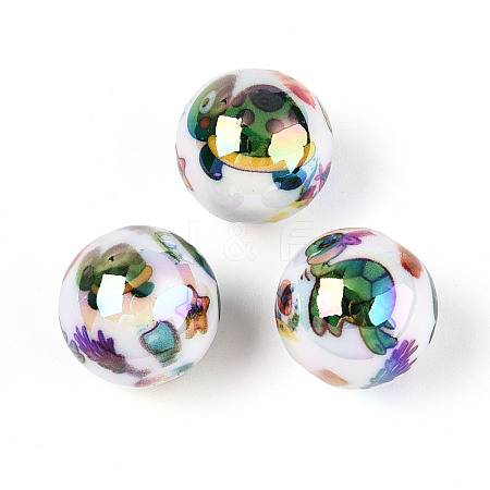 Ocean Theme Printed Opaque Acrylic Beads MACR-T048-07G-1