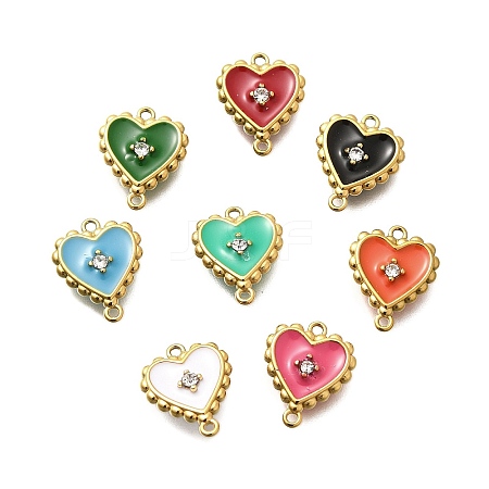 304 Stainless Steel Enamel Heart Connector Charms STAS-Q337-02G-1