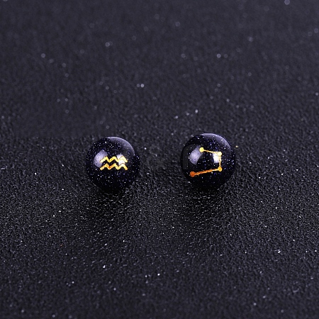 Synthetic Blue Goldstone Carved Constellation Beads PW-WG92554-11-1