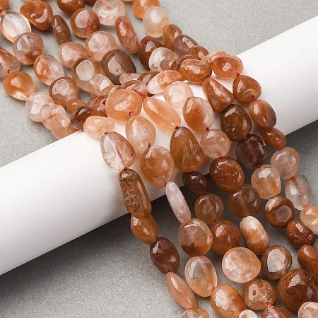 Natural Red Rabbit Fur Rutilated Quartz Beads Strands G-K395-A03-02-1