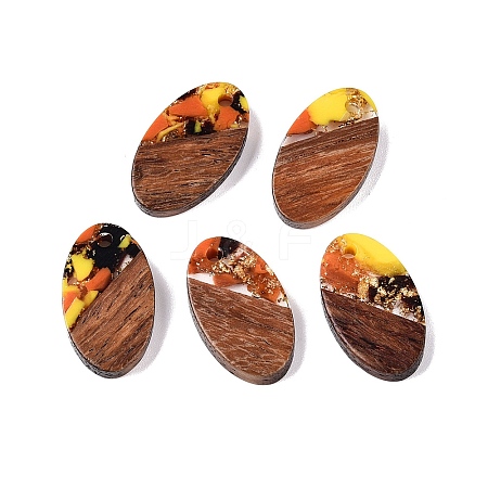 Transparent Resin and Walnut Wood Pendants RESI-T057-03M-1