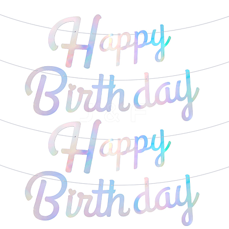 Paper Word Happy Birthday Garlands AJEW-WH0398-009-1