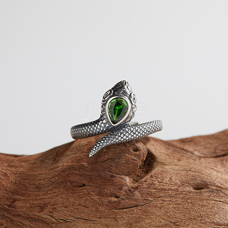 925 Sterling Silver with Natural Diopside Finger Rings WGB2E64-03-1