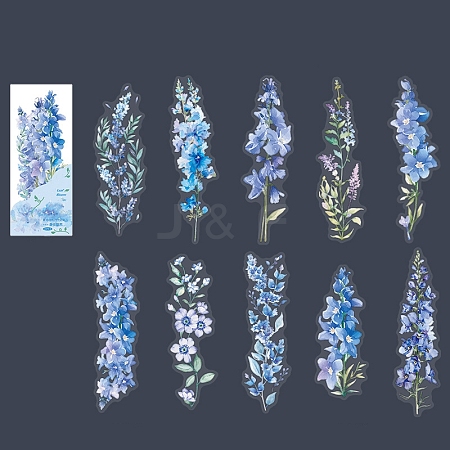 20Pcs 10 Styles Flower PET Waterproof Stickers PW-WG6FCFD-04-1