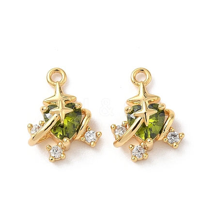 Brass Micro Pave Cubic Zirconia Pendants KK-D504-26C-G-1