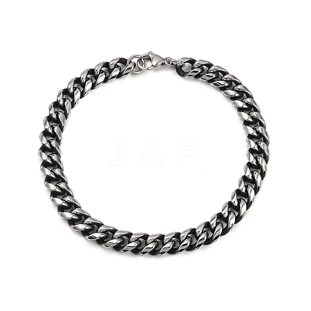 Tarnish Resistant Men's 304 Stainless Steel Cuban Link Chain Bracelets STAS-A051-04B-01-1