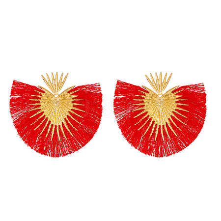 Fan Tassel Geometric Alloy Stud Earrings WH-WGFAF47-03-1