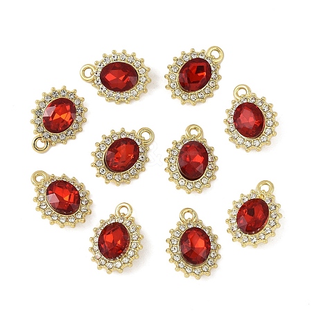 10Pcs Alloy Rhinestone Pendants ALRI-YW0001-25B-1