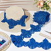 Grenadine Mesh Flower Lace Trim with Plastic Pearl Beads OCOR-WH0082-356-4