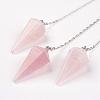 Natural Rose Quartz Hexagonal Pointed Dowsing Pendulums G-G956-D08-FF-1