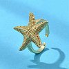 Starfish Brass Cuff Rings for Women RJEW-C123-02G-2