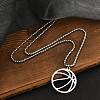 201 Stainless Steel Laser Cut Basketball Pendant Box Chain Necklaces for Women Men NJEW-Q004-04P-2