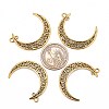 Tibetan Style Alloy Hollow Moon  2-Loop Link Pendants LS-TIBEP-5312-AG-LF-2