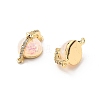 Brass Micro Pave Clear Cubic Zirconia Planet Connector Charms KK-B129-28G-01-2