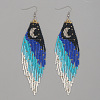 Elegant Handmade Glass Seed Beads Moon Dangle Earrings WJ0050-1-1