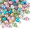90Pcs 9 Colors Pearlized Glass Pearl Connector Charms PALLOY-TA0002-49A-2