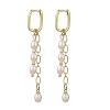 Brass & Natural Pearl Hoop Dangle Earrings EJEW-JE07390-3