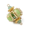 Dyed Synthetic Imperial Jasper & Handmade Glass Seed Beaded Rhombus Connector Charms PALLOY-MZ00960-04-3