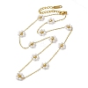 304 Stainless Steel & Plastic Pearl Link Chain Necklaces for Women NJEW-K383-04C-G-1