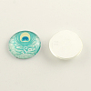 Feather Pattern Flatback Half Round/Dome Glass Cabochons for DIY Projects X-GGLA-R026-16mm-24B-1