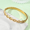 7MM 304 Stainless Steel Pave Clear Cubic Zirconia Rhombus Hinged Bangles for Women BJEW-C151-02G-3