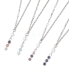 Natural & Synthetic Mixed Stone Faceted Cube & Rice Natural Pearl Beaded Pendant 304 Stainless Steel Cable Chain Twisted Chain Necklaces NJEW-JN05846-2