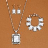 Rectangle Alloy with Synthetic Turquoise Pendant Necklaces & Dangle Earrings & Link Bracelets Sets WGD1135-11-1