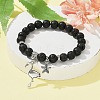 Natural Lava Rock Round Beaded Stretch Bracelets BJEW-JB09898-01-4