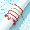 5Pcs 5 Style Glass & Brass Beaded Stretch Bracelets Set BJEW-TA00298-5