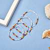 4Pcs 4 Style Glass Seed & 303 Stainless Steel Braided Bead Bracelets and Anklets Set SJEW-SW00003-06-4