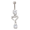 Alloy Crystal Rhinestone Dangle Curved Barbell Belly Rings AJEW-R007-04P-01-4