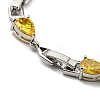 Rack Plating Brass Pave Cubic Zirconia Teardrop Links Bracelets for Women BJEW-H604-01P-04-3