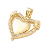 Brass Micro Pave Clear Cubic Zirconia Pendants KK-C264-17D-G-2