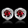Flower Silver Color Plated Brass Cubic Zirconia Stud Earrings EJEW-BB11772-A-2