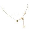 Brass Micro Pave Black Cubic Zirconia Column Bead and Love Disc Pendant Cable Chain Necklaces NJEW-JN05767-2