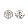 Flower Brass Micro Pave Clear Cubic Zirconia Bead Caps KK-V008-31P-1