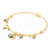 Brass Pave Clear Cubic Zirconia Charm Bangles for Women BJEW-S147-20B-G-2