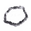 Natural Tourmalinated Quartz/Black Rutilated Quartz Bead Stretch Bracelets BJEW-K213-29-2