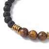 Natural & Synthetic Gemstone Round Beaded Stretch Bracelets for Men Women BJEW-JB12263-03-3