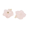 Brass & Natural Rose Quartz & Cubic Zirconia Pendants GG-CBAD360-18G-01-2