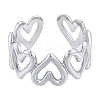 304 Stainless Steel Hollow Heart Cuff Rings RJEW-N038-124P-2