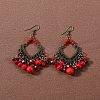 Bohemian tassel turquoise earrings JU8957-22-1