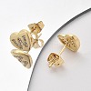 Rack Plating Brass Micro Pave Clear Cubic Zirconia Stud Earrings EJEW-K299-01G-W-3