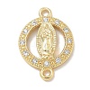 Rack Plating Brass Micro Pave Clear Cubic Zirconia Religion Virgin Mary Connector Charms KK-L224-094G-02-1
