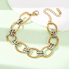 Two Tone 304 Stainless Steel Link Chain Bracelets for Women SA-CBA7B26-05GP-01-3