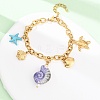 Turtle & Fish 304 Stainless Steel Charm Bracelets for Women BJEW-F516-02G-1