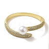 Rack Plating Brass Micro Pave Clear Cubic Zirconia Open Cuff Bangles for Women BJEW-P323-01G-2