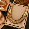 304 Stainless Steel Irregular Twisted Chain Spiral Bib Necklaces for Women NJEW-B127-01G-02-1