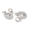 Rack Plating Brass Micro Pave Clear Cubic Zirconia Pendants KK-Z039-19P-2